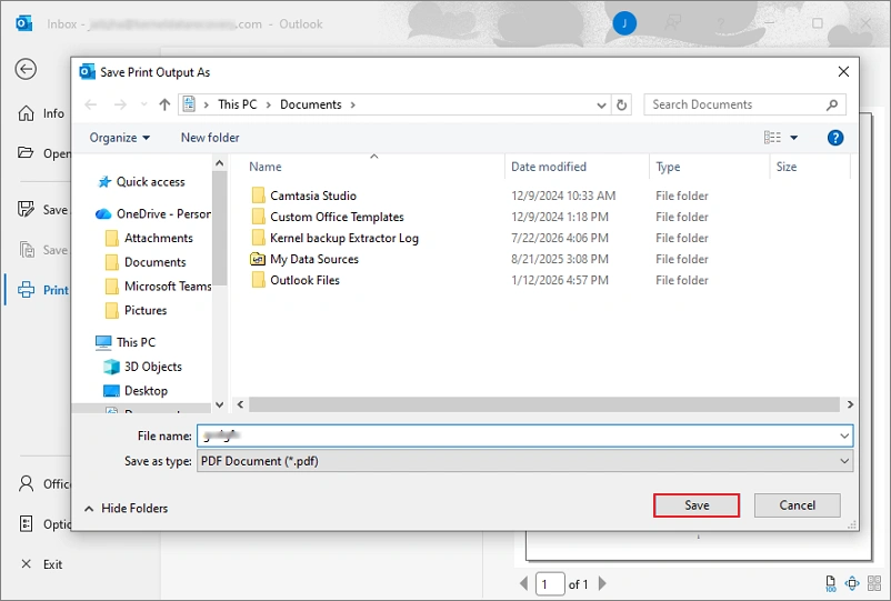 save email as pdf file