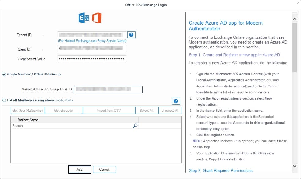 Type the mailbox login credentials