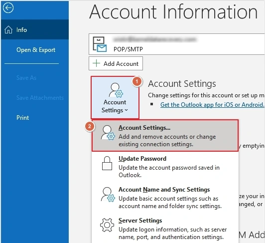 click accounts settings