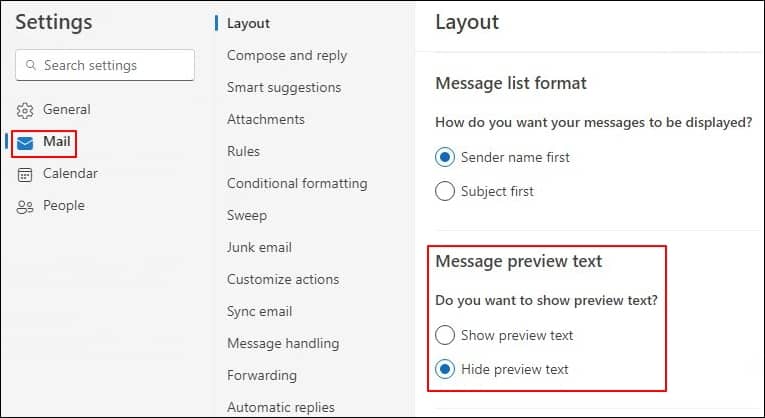 Message Preview Text