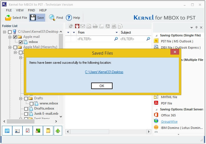 mbox to pdf converter process done