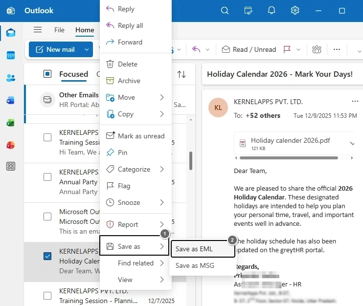 Export Office 365 to EML Files With New Outlook