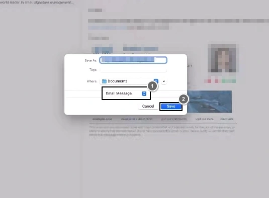 select Email Message as saving type and click Save