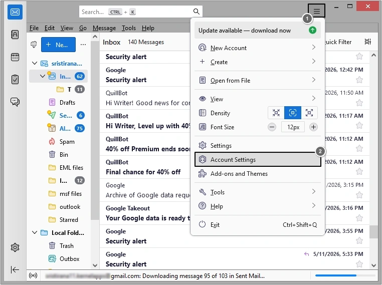 select Account Settings