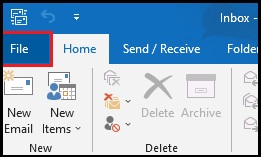 Open the Outlook app and select the File menu