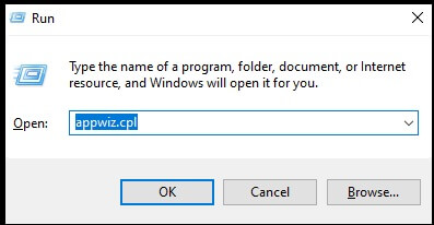 Open the Run dialogue box and type appwiz.cpl
