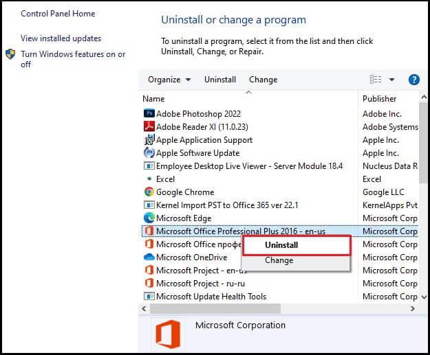 Right click and select Uninstall