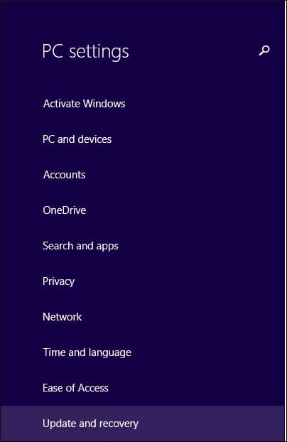 click on Update & Recovery