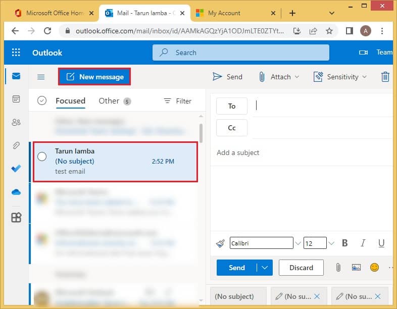 Select the Office 365 email