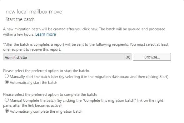 click on complete this migration batch