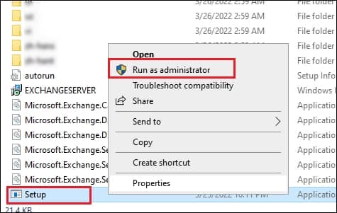 click on setup to run as administrator