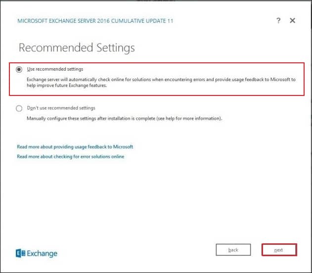 click on use recommended settings