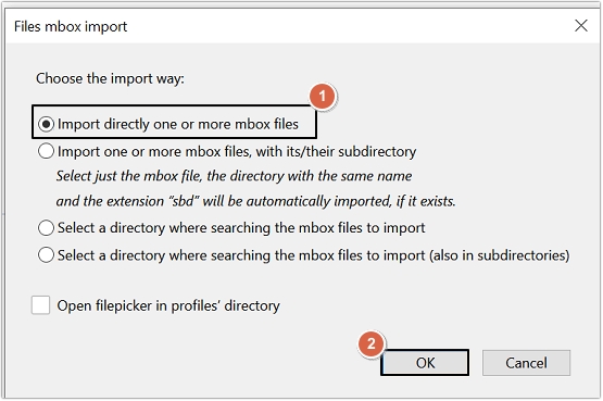 Select Import directly option