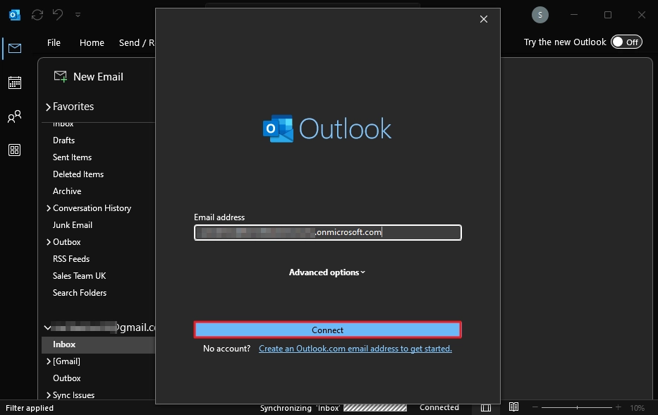 Perform the process to add the Office 365 account