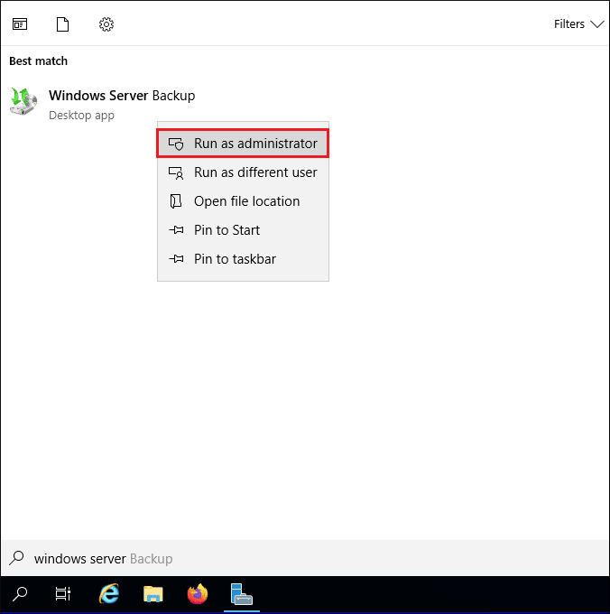 Start Windows Server Backup