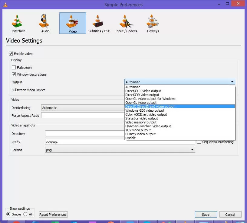 directX video output
