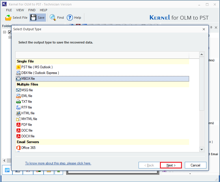 Select MBOX file