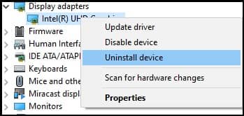Select Uninstall device