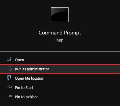 Open Command Prompt as Administrator