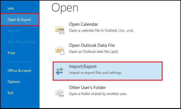 click on Import/Export