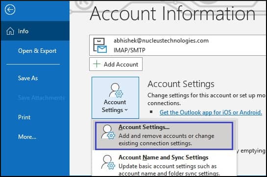 select Account Settings