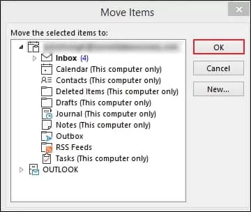 copy the OST file items into the new PST file