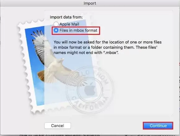 Choose files in mbox format option and click continue