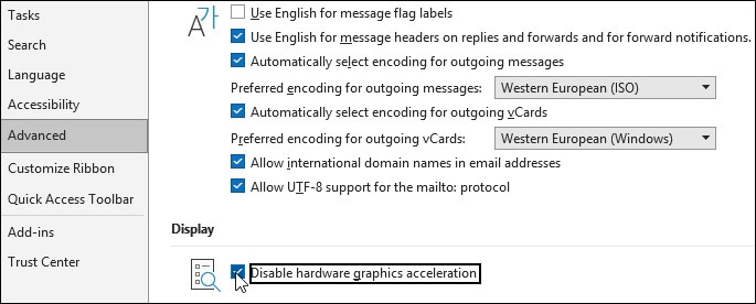 disable hardware graphics acceleration