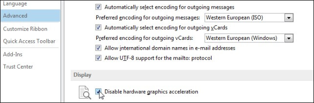 Disable hardware graphics acceleration