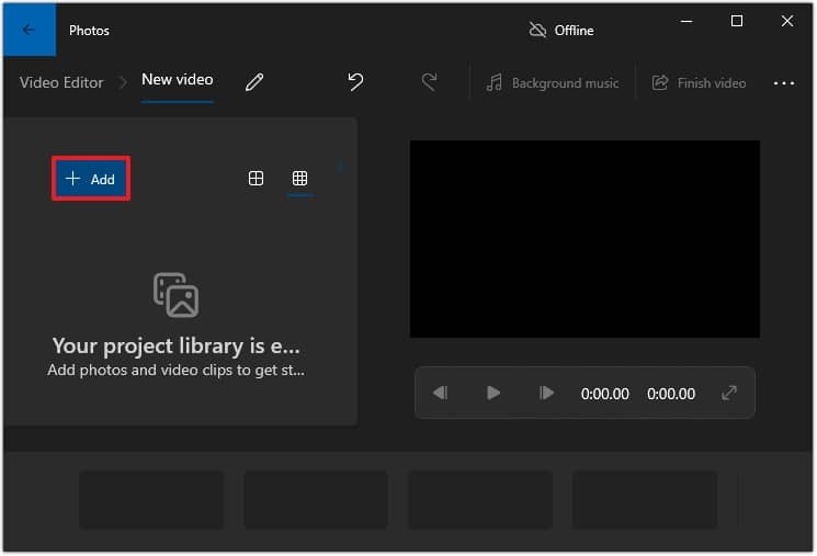 click the Add button to upload video file