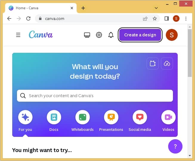 Install the Canva application on your device or visit the website