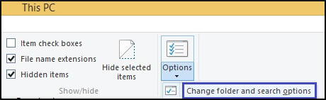 Select Options and click on change