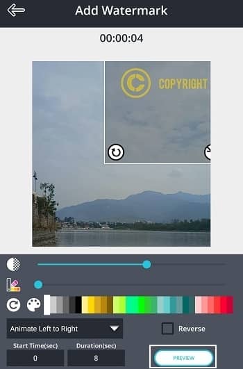 Edit the watermark and click Preview option
