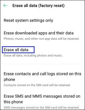 Erase all data