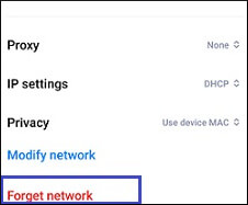click on the Forget Network