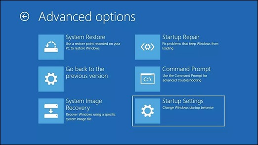 Startup Settings Restart