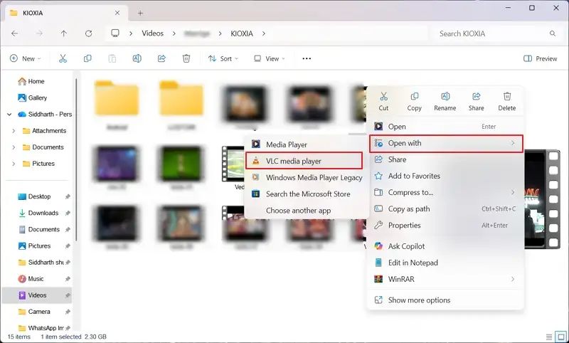 open media file with open with option