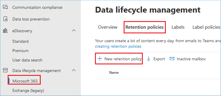 Retention policies