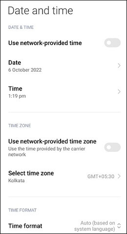 Use network provided time zone