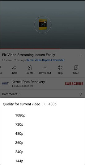 select the least video quality