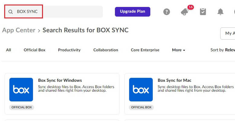 Search for Box Sync