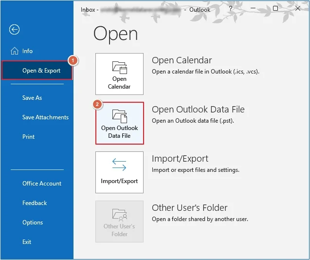 Open Outlook Data File