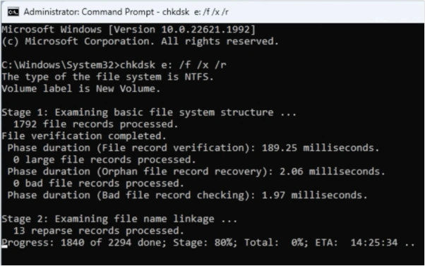 run chkdsk