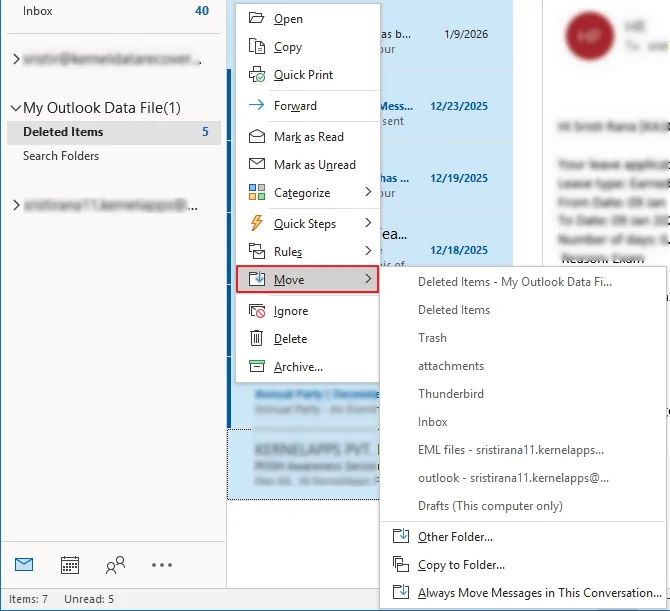 Right click on it and choose Move
