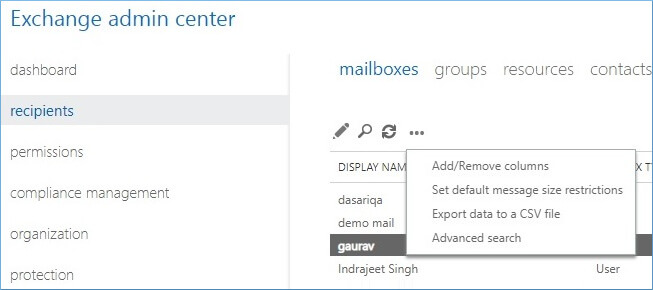 Exchange Admin Center