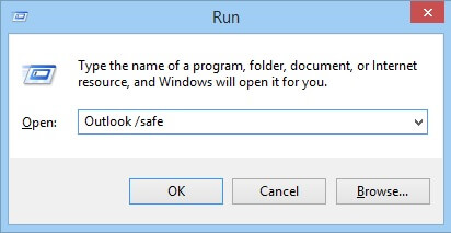 In the input field enter Outlook safe click OK