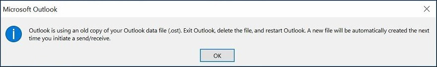 OST file copy error in Outlook