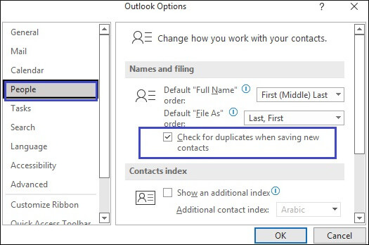 check for duplicates when saving new contacts