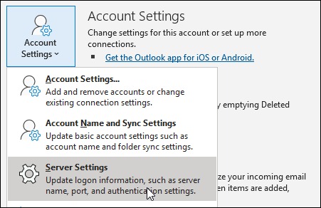 Access Outlook and tap on the File menu