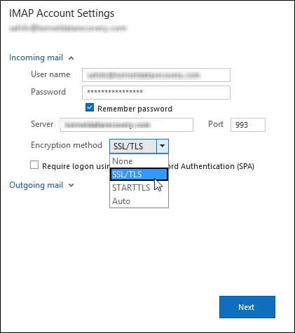 select the Encryption Method